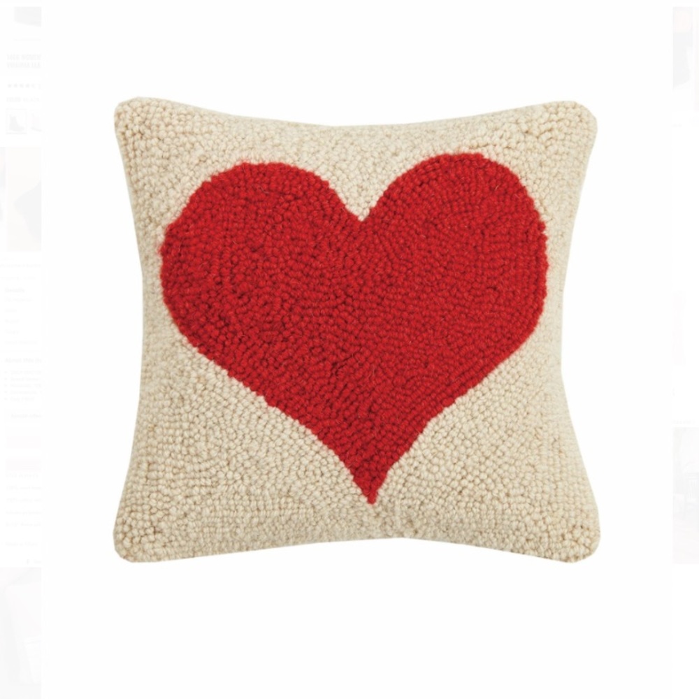 [Peking Handicraft] ‘Red Heart’ Wool Hook Pillow 10”x10” Square